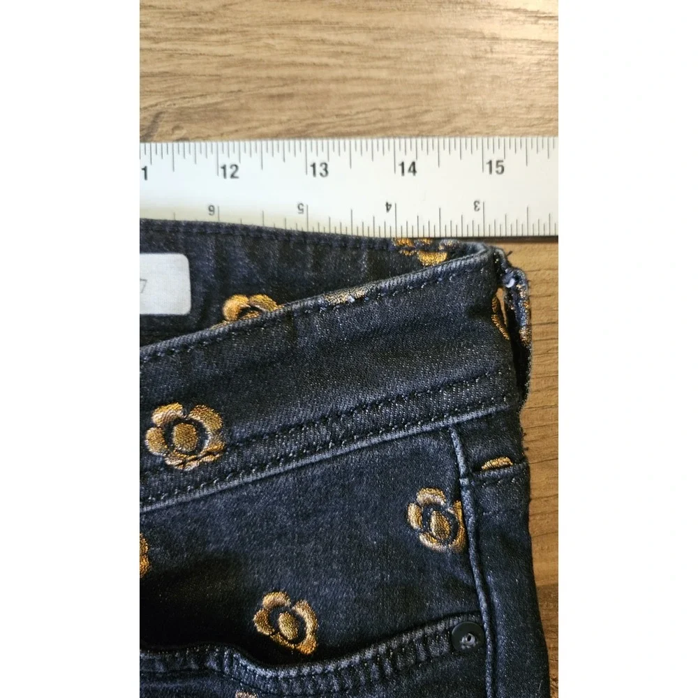 Pilcro‎ and the Letterpress Slim Straight Floral Embroidered Black Jeans Size 27